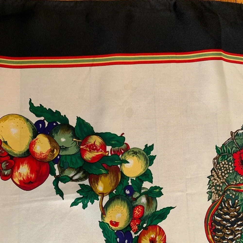 Vintage Talbots Christmas Garland 100% Silk Scarf 36x36 Made in Japan Handrolled
